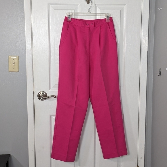 Vintage 80's Lily's of Beverly Hills Barbie Pink Pleated‎ Pocket Trousers Size 8 - Picture 1 of 8